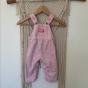 OshKosh B'gosh vintage Pink Floral Overalls floral corduroy